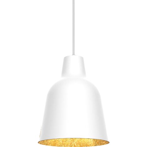 LUMICOM  DONG Sospensione, 1X E27, max 42W, metallo, bianco/foglia oro, D.16cm