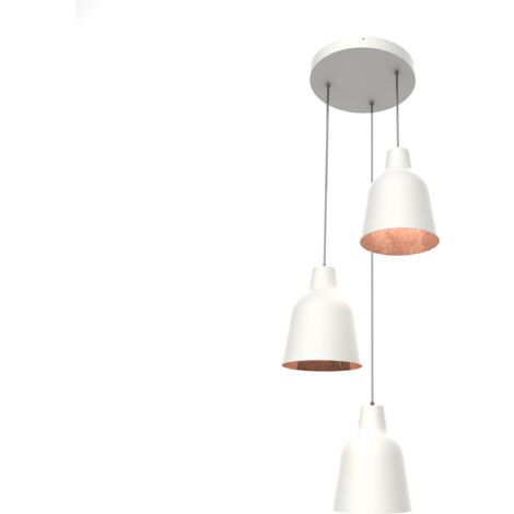 LUMICOM  DONG Sospensione a composizione, 3X E27, max 42W, metallo, bianco opaco/foglia rame, D.35cm