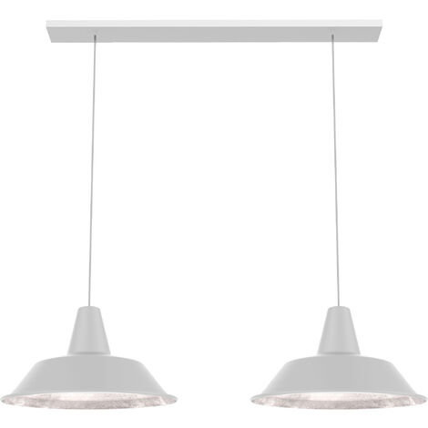 LUMICOM  DUNA BINARIO Sospensione, 2XE27, max 42W, metallo, bianco opaco/foglia argento, D.35cm