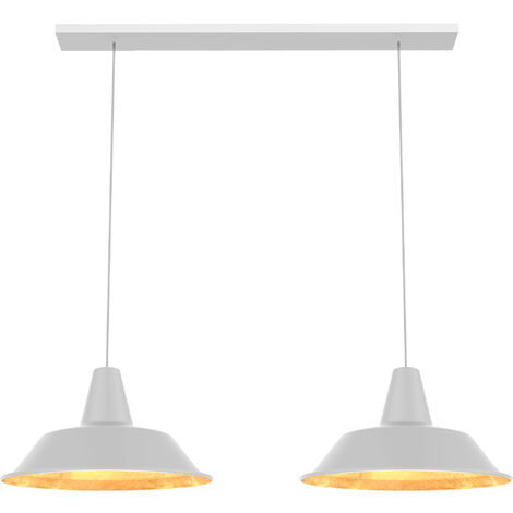 LUMICOM  DUNA BINARIO Sospensione, 2XE27, max 42W, metallo, bianco opaco/foglia oro, D.35cm
