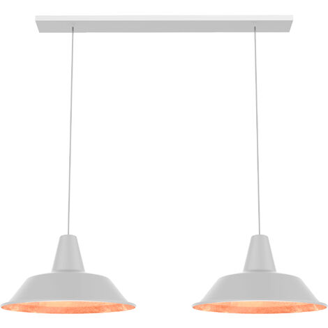 LUMICOM  DUNA BINARIO Sospensione, 2XE27, max 42W, metallo, bianco opaco/foglia rame, D.35cm