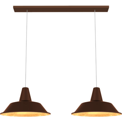 LUMICOM  DUNA BINARIO Sospensione, 2XE27, max 42W, metallo, marrone corten/foglia oro, D.35cm