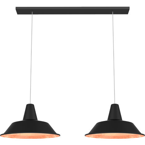 LUMICOM DUNA BINARIO Sospensione, 2XE27, max 42W, metallo, nero opaco/foglia rame, D.35cm