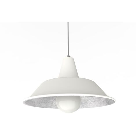 LUMICOM  DUNA Sospensione, 1XE27, max 42W, metallo, bianco opaco/foglia argento, D.35cm