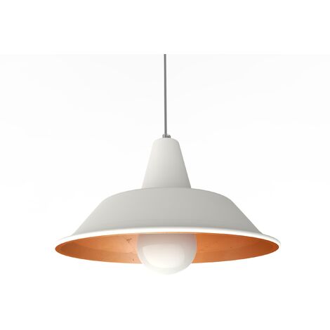 LUMICOM  DUNA Sospensione, 1XE27, max 42W, metallo, bianco opaco/foglia rame, D.35cm