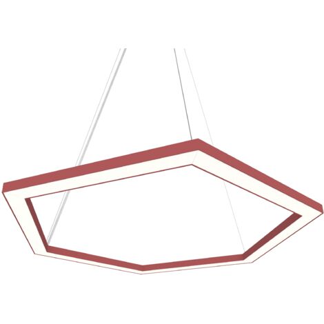 LUMICOM  ESAGONO 1X Sospensione, STRIP LED, 34W/m, 3000K, metallo, rosso cowhide, Ø60cm