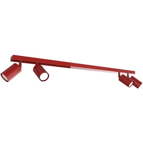 LUMICOM  FLECK Plafoniera, 4x GU10, max 33W, metallo, rosso lucido, D.6cm