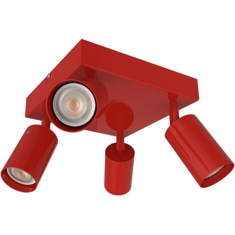 LUMICOM FORM Q Plafoniera, 4X GU10, max 33W, metallo, rosso cowhide, 30x30cm