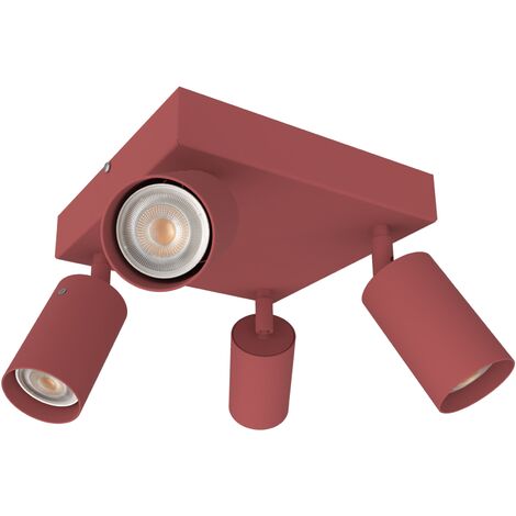 LUMICOM  FORM Q Plafoniera, 4X GU10, max 33W, metallo, rosso cowhide, 40x40cm