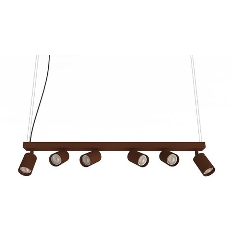 LUMICOM  FORM XL Sospensione, 6X GU10, max 33W, metallo, marrone corten, L.90cm