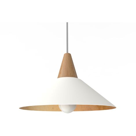 LUMICOM FUNNEL Sospensione, 1X E27, max 42W, metallo, bianco opaco/foglia oro, D.25cm