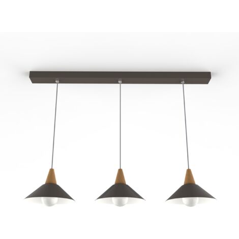 LUMICOM  FUNNEL Sospensione Binario, 3X E27, max 42W, metallo, Tortora lucido/bianco, D.25cm L.100cm