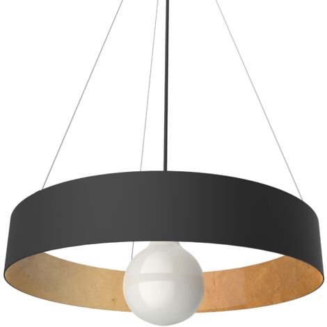 LUMICOM  HALO Sospensione, 1X E27, max 42W, metallo, nero opaco/foglia oro, D.40cm