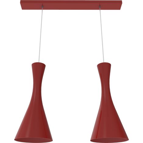LUMICOM JAQUELINE LINEARE Sospensione, 2x E27, max 42W, metallo, rosso lucido, L.60cm x H.45cm