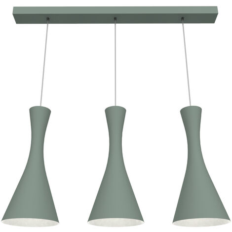 LUMICOM  JAQUELINE LINEARE Sospensione, 3x E27, max 42W, metallo, verde iceberg/bianco, L.90cm x H.45cm