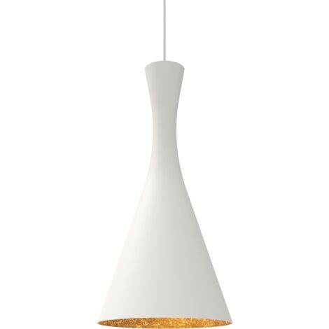 LUMICOM  JAQUELINE Sospensione, 1x E27, max 42W, metallo, bianco opaco/foglia oro, D.20cm