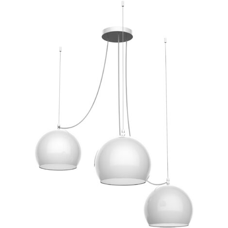 LUMICOM  JOE Sospensione, 3X E27, max 42W, metallo, bianco lucido, D.25cm