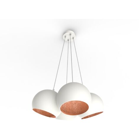 LUMICOM  JOE Sospensione, 4X E27, max 42W, metallo, bianco/foglia rame, D.25cm