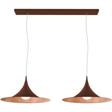 LUMICOM  LOUIE BINARIO Sospensione, 2X E27, max 42W, metallo, corten/copper, D.33cm x L.70cm
