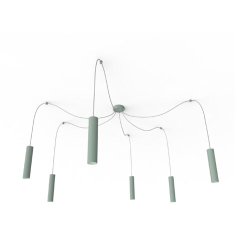 LUMICOM  MEDUSA Sospensione, 6X GU10, max 33W, metallo, verde iceberg, D.6cm