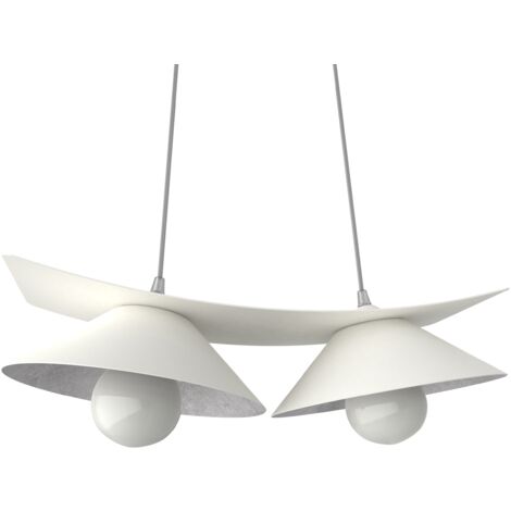 LUMICOM  MILLER Sospensione, 2X E27, max 42W, metallo, bianco opaco/foglia argento, L.27cm