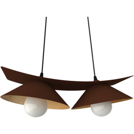 LUMICOM  MILLER Sospensione, 2X E27, max 42W, metallo, marrone corten/foglia oro, L.27cm