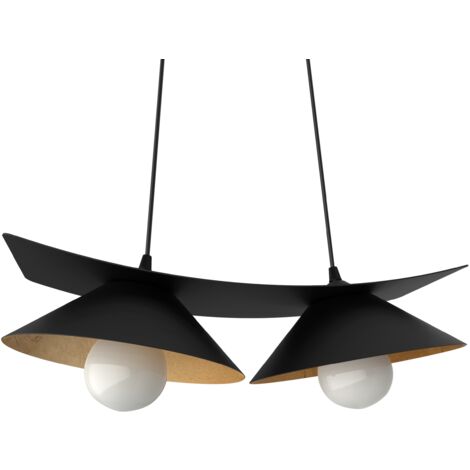LUMICOM  MILLER Sospensione, 2X E27, max 42W, metallo, nero opaco/foglia oro, L.27cm