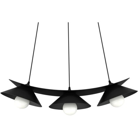 LUMICOM MILLER Sospensione, 3X E27, max 42W, metallo, nero opaco, L.70cm