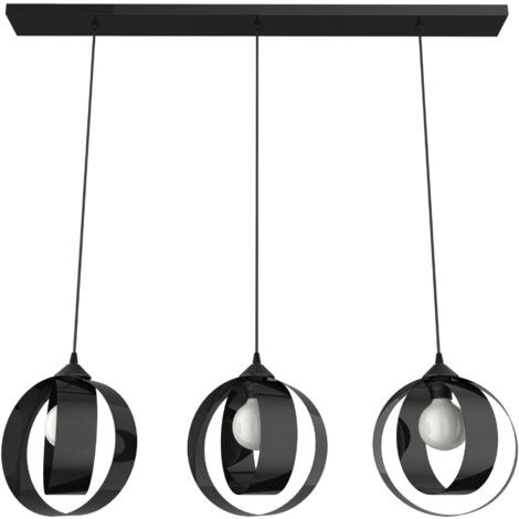 LUMICOM NUCLEO BINARIO Sospensione, 3XE27, max 42W, metallo, nero lucido, D.25cm