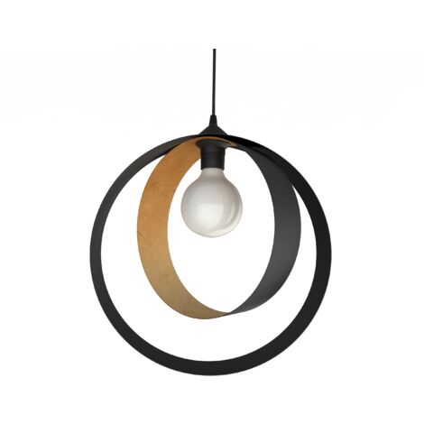LUMICOM  NUCLEO Sospensione, 1X E27, max 42W, metallo, nero opaco/foglia oro, D.40cm