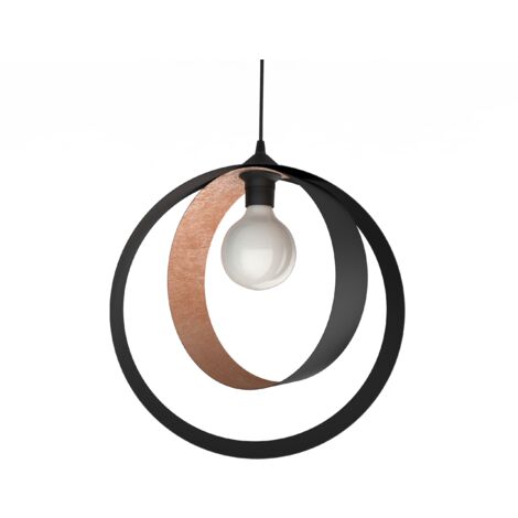 LUMICOM NUCLEO Sospensione, 1X E27, max 42W, metallo, nero opaco/foglia rame, D.40cm