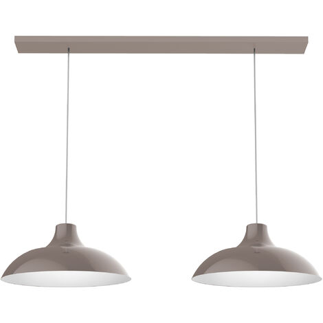 LUMICOM PARIGINA Sospensione Binario, 2X E27, max 42W, metallo, grigio tortora/bianco, D.30cm L.70cm