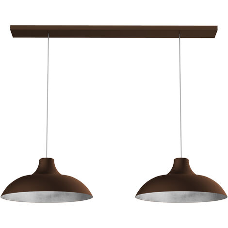 LUMICOM  PARIGINA Sospensione Binario, 2X E27, max 42W, metallo, marrone corten/foglia argento, D.30cm L.70cm