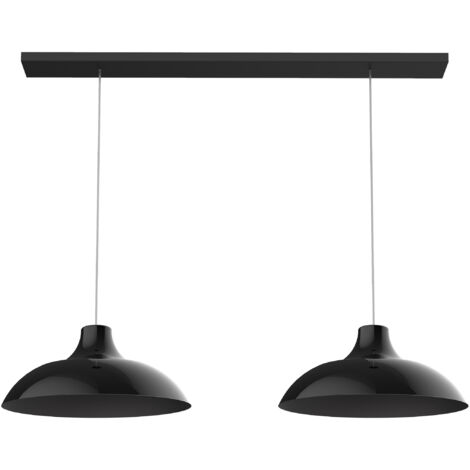 LUMICOM  PARIGINA Sospensione Binario, 2X E27, max 42W, metallo, nero lucido, D.30cm L.70cm