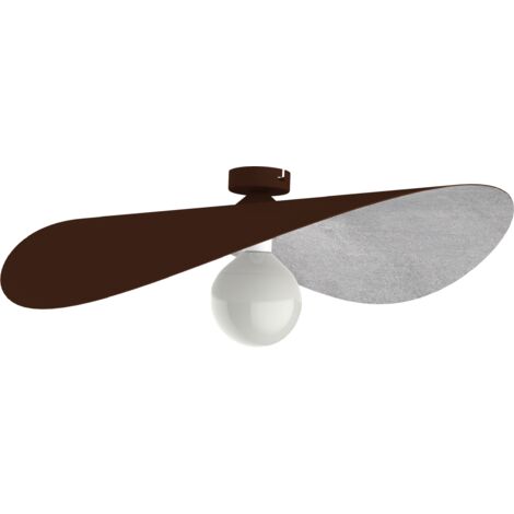 LUMICOM  PIUMA Plafoniera, 1X E27, max 42W, metallo, marrone corten/foglia argento, D.60cm