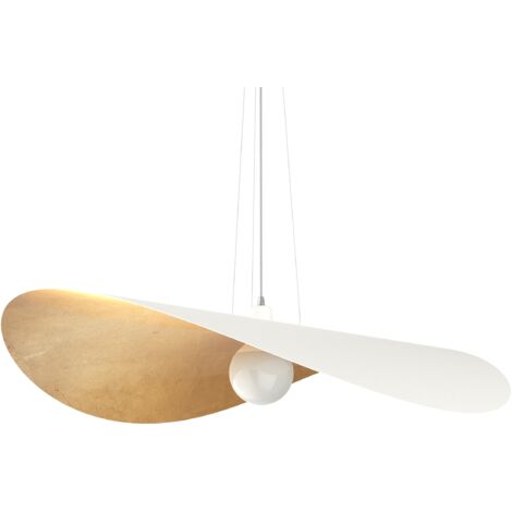 LUMICOM  PIUMA Sospensione, 1X E27, max 42W, metallo, bianco foglia oro, D.90cm