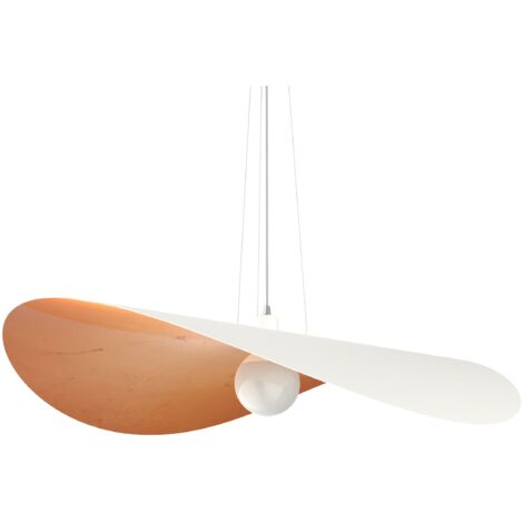 LUMICOM  PIUMA Sospensione, 1X E27, max 42W, metallo, bianco foglia rame, D.90cm
