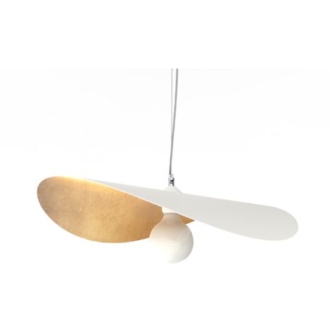 LUMICOM PIUMA Sospensione, 1X E27, max 42W, metallo, bianco opaco/foglia oro, D.60cm