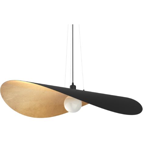 LUMICOM  PIUMA Sospensione, 1X E27, max 42W, metallo, nero foglia oro, D.90cm