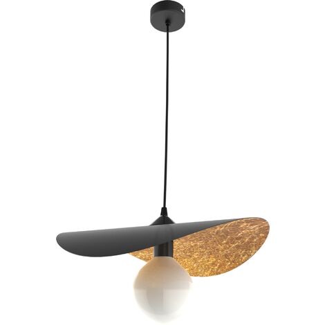 LUMICOM  PIUMA Sospensione, 1X E27, max 42W, metallo, nero opaco/foglia oro, D.40cm