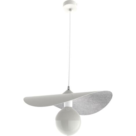 LUMICOM PIUMA Suspension, 1X E27, max 42W, métal, blanc mat/feuille argent, D.40cm 40 Blanc/feuille d'argent