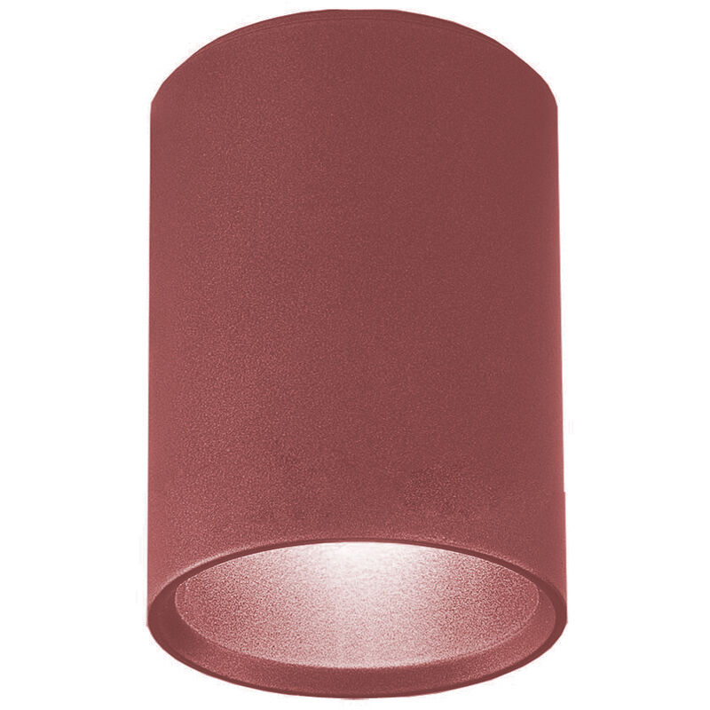 Image of Rond Plafoniera, 1x GU10, max 33W, metallo, rosso cowhide, D.6cm x H10cm - Lumicom