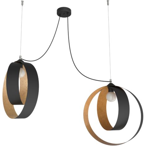 LUMICOM  SHELL Sospensione, 2X E27, max 42W, metallo, nero foglia oro, D.40