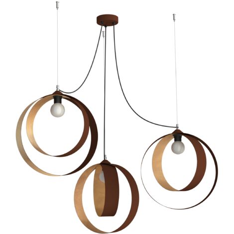 LUMICOM  SHELL Sospensione, 3X E27, max 42W, metallo, corten foglia oro, D.40