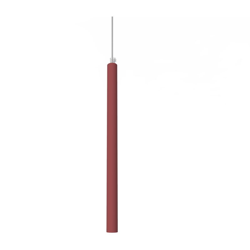 Image of Stelo 1X Sospensione, led integrato, 4.2W, 4000K, metallo, rosso cowhide, H.40cm - Lumicom