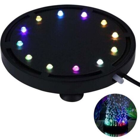 Lumière à bulles sous-marine à LED RVB ronde multicolore pour aquarium, disque lumineux/multicolore, pierre à air pour aquarium, étanche et anti-fuite, changement de couleur automatique
