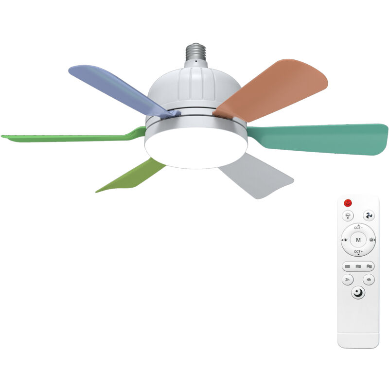 Rosvola - Lumière à la lame de ventilateur amovible silencieuse six 3000k-6500k Température de couleur réglable avec télécommande pour chambre à