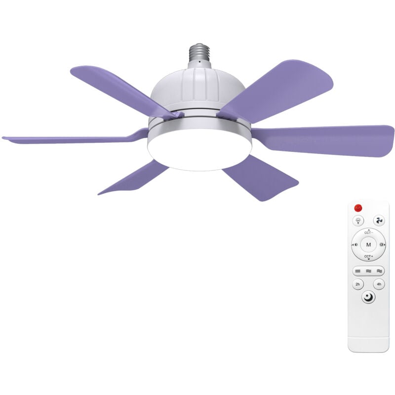 Zoternen - Lumière à la lame de ventilateur amovible silencieuse six 3000k-6500k Température de couleur réglable avec télécommande pour chambre à