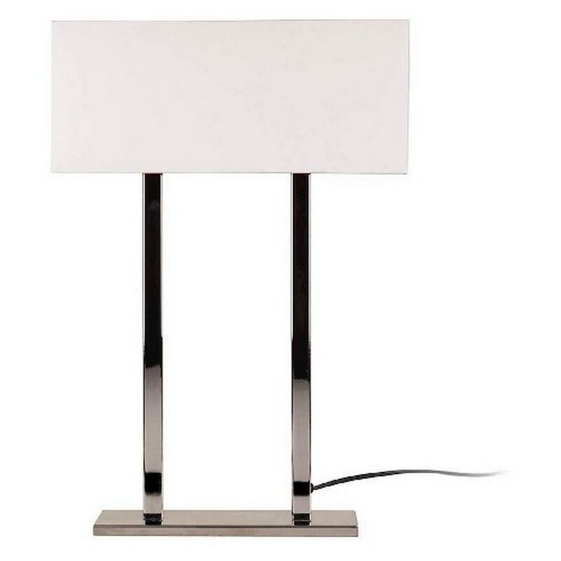 Lampe à Poser Vicenza, Métal, Tissu, Chrome, Blanc, 35x15x52 cm