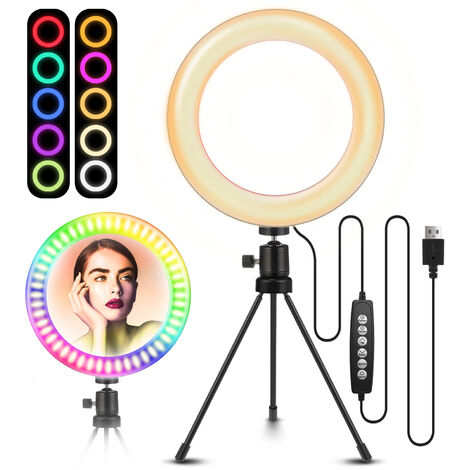 Lumière Anneau avec trépied 3 modes Lampe design Ring Light Lumière selfie 8 trépied LED ELEGIANT EGL-03 pour Live Sream/TIKTOK/Vlog/Photo/Youtube/Maquillage noel cadeau
